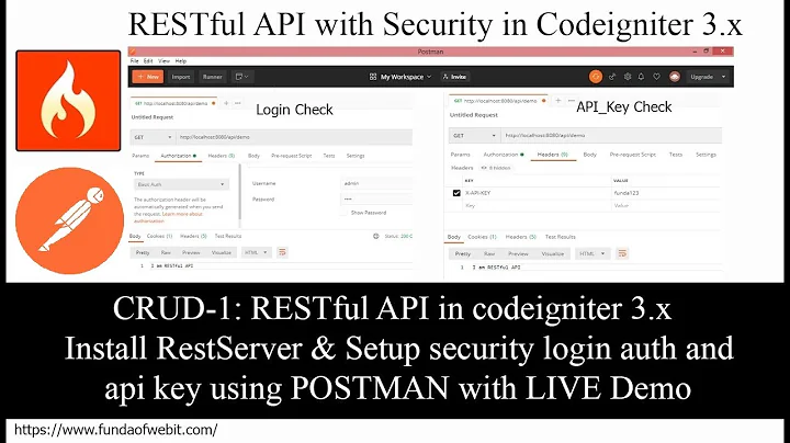 CRUD-1: RESTful API in codeigniter 3.x Install & setup security login auth and api key using POSTMAN