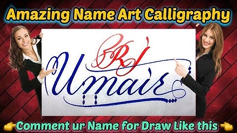 Umair Rj Name Signature Calligraphy Status | How to Draw, Cursive Calligraphy with Cut Marker