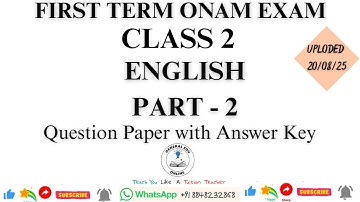 Class 2 English First Term Onam Model Exam Questions Standard 2 English Onam QP @GeneralEduOnline
