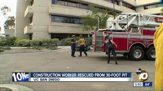 Crews rescue man who fell into 30-foot trench at UCSD