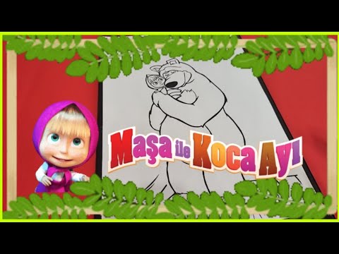 MaŞA İLƏ KOCA AYI BOYAMA VİDEOLARI cizgi filmi Kolay çizim Drawing for kids Boyama Masa ve Ayi