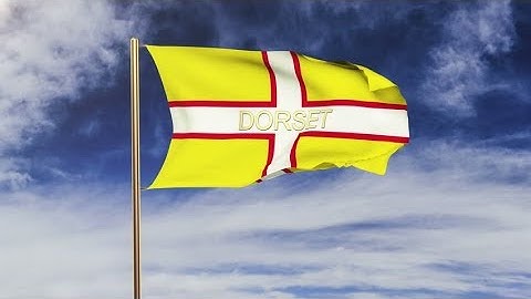 4K Dorset flag with title waving in the wind. Looping sun rises style. Animation loop Stock video