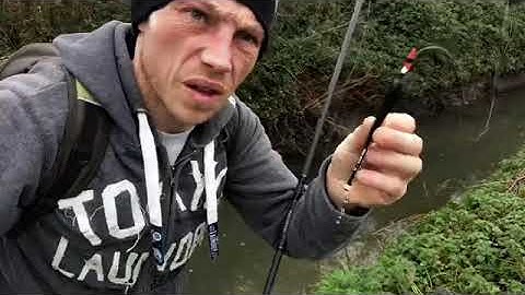 Roach fishing with stick float on small river