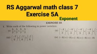 RS Aggarwal math class 7 exercise 5A ।। Class 7 exercise 5A RS Aggarwal math solution । Exponents