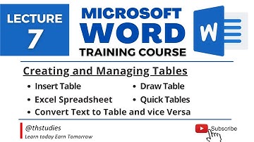 MS Word Training Course Lecture 7 | MS Word Table Tutorial | #thstudies #msword #mswordtutorial