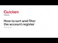 Quicken Classic For Windows How To Sort And Filter The Account Register 