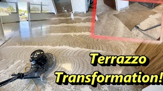 How we REFINISH FORGOTTEN 1970S TERRAZZO! Satisfying Glue down tile removal and deep scrub! by Steam Boss inc 1,377 views 5 months ago 12 minutes, 53 seconds