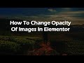 How To Change Opacity Of Images In Elementor