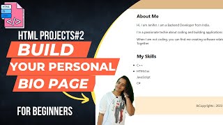 How to Build a Stunning Personal Bio Website with HTML for Beginners | HTML Projects For Beginners#2