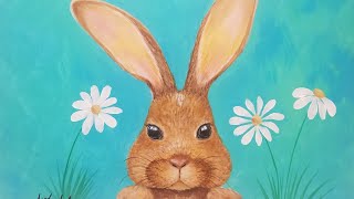 Bunny Rabbit Acrylic Painting Tutorial LIVE Step by Step Lesson