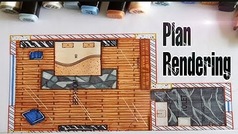Manual Floor Plan Rendering - Bedroom | Rendering Tutorial | Speed Drawing