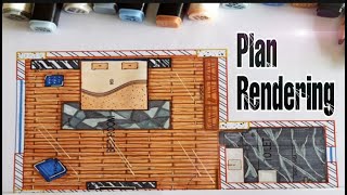 Manual Floor Plan Rendering - Bedroom | Rendering Tutorial | Speed Drawing