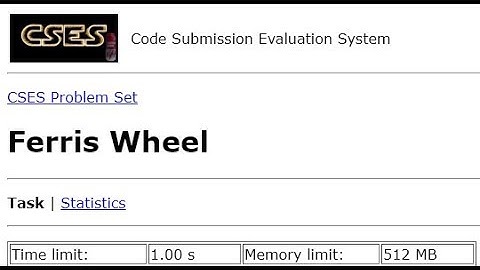 Ferris Wheel - CSES Sorting and Searching #3
