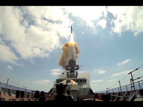 Пуск крылатых ракет «Калибр» по объектам «Джебхат ан-Нусра» в Сирии из акватории Средиземного моря