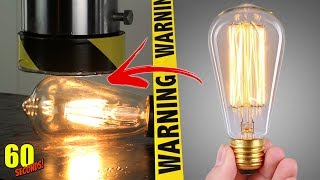 【60秒間の実験】油圧プレス100トン VS フィラメントLED電球 | Filament LED Bulbs Tomich (60 Seconds!)