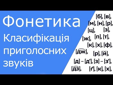 Класифікація приголосних звуків: сонорні, дзвінкі, глухі; губні, зубні, піднебінні, задньоротові...