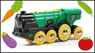 Toy Trains Puzzles! FRUIT & VEGETABLES: Learn English Simple Educational Videos for Kids