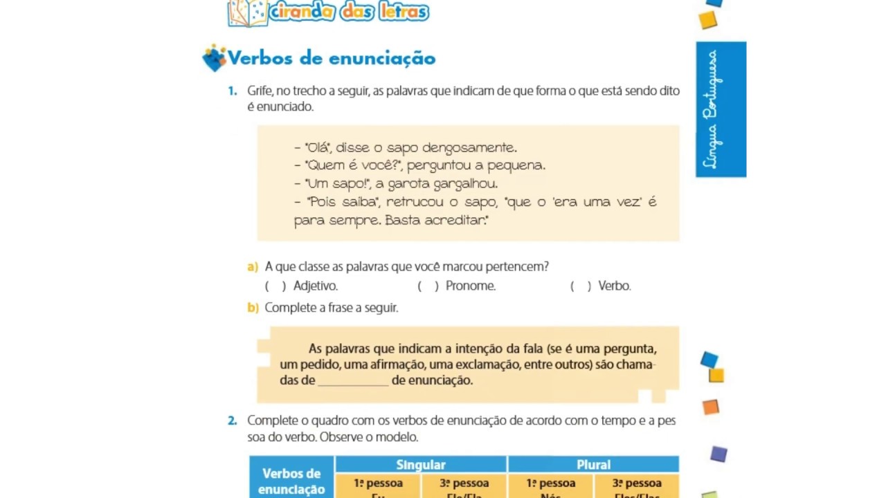 Verbo De Enunciação Exemplo - RETOEDU