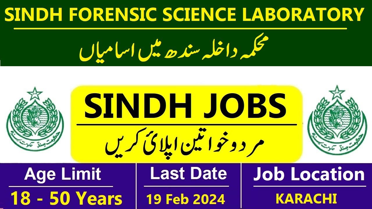 Sindh Forensic Laboratory Karachi Jobs 2024 Sindh Jobs 2024 YouTube