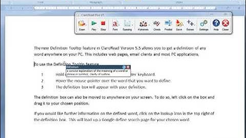 14  Definition Tooltip Feature ClaroRead , reading and writing support Africa