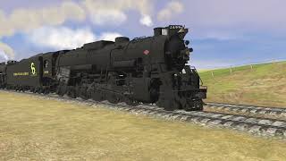 Trainz runby; C&O N-3 #2699, PM N-1 #1225, Southern K-4 #2716, and NKP S-2 #765 quad heading a train