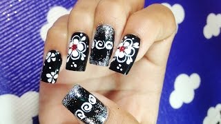 nail pretty flower easy simple paint tutorial