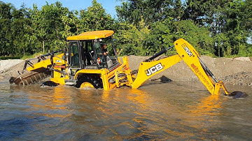 JCB Dozer Amazing Work on Sandy River - JCB Making Dam in River - JCB Backhoe Video
