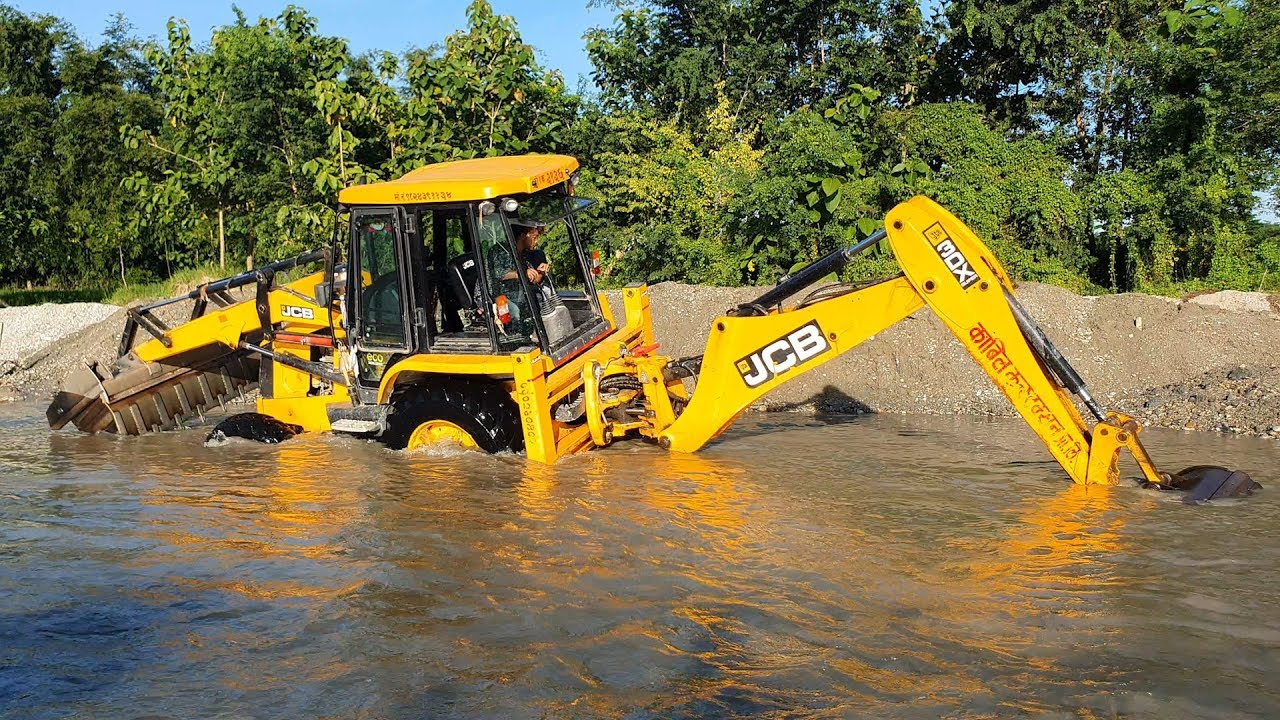 JCB Dozer Amazing Work on Sandy River - JCB Making Dam in River - JCB Backhoe Video