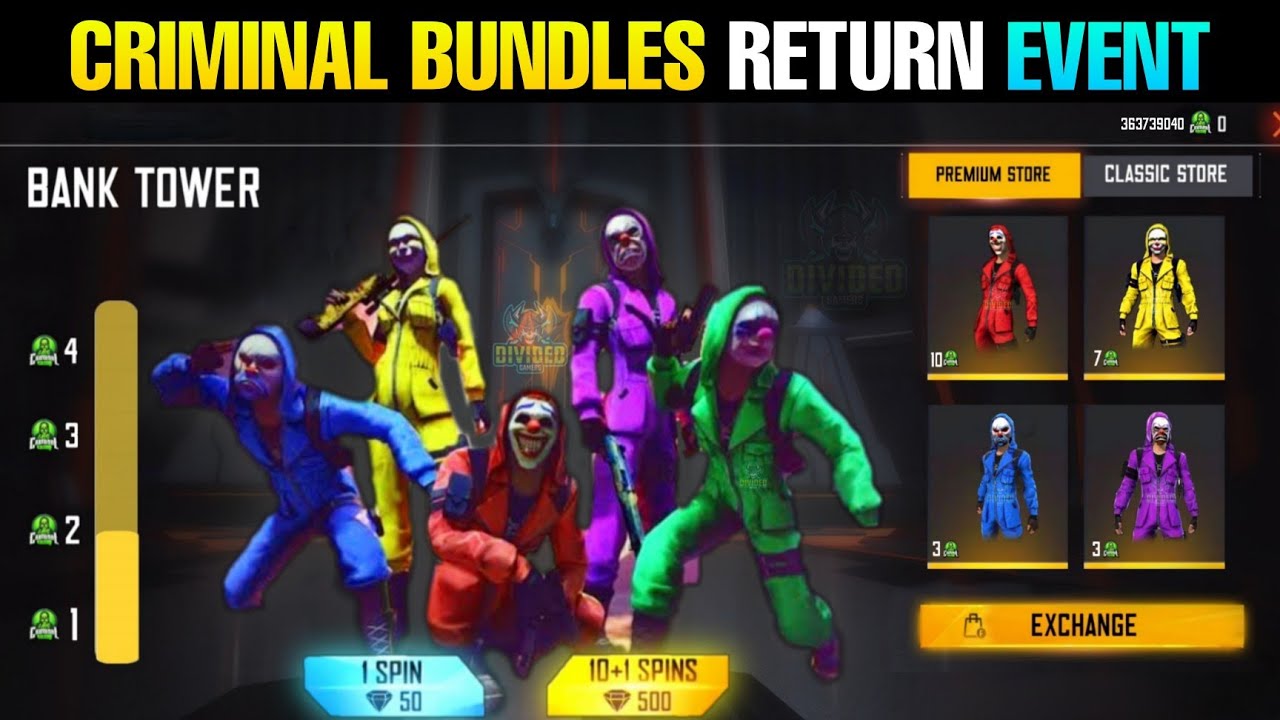 Criminal Bundles Web Event Free Fire ll Red Criminal Bundle Return Event Free Fire ll DIVIDED GAMER