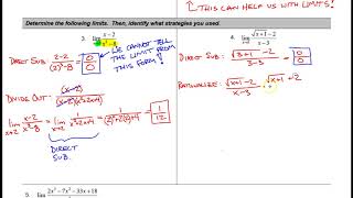 S1.3 - Evaluating Limits Analytically, Part 1, 1 of 2