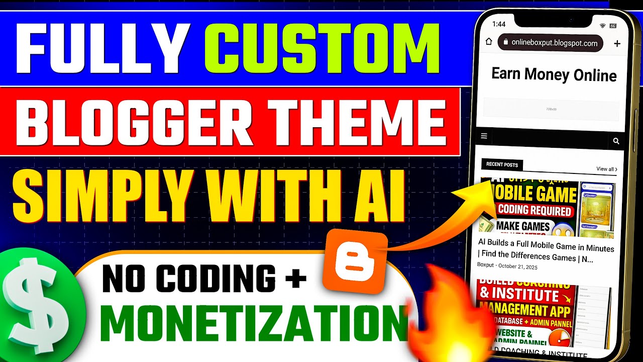 Build a Fully Custom Blogger Theme with AI | No Coding + Monetization ...