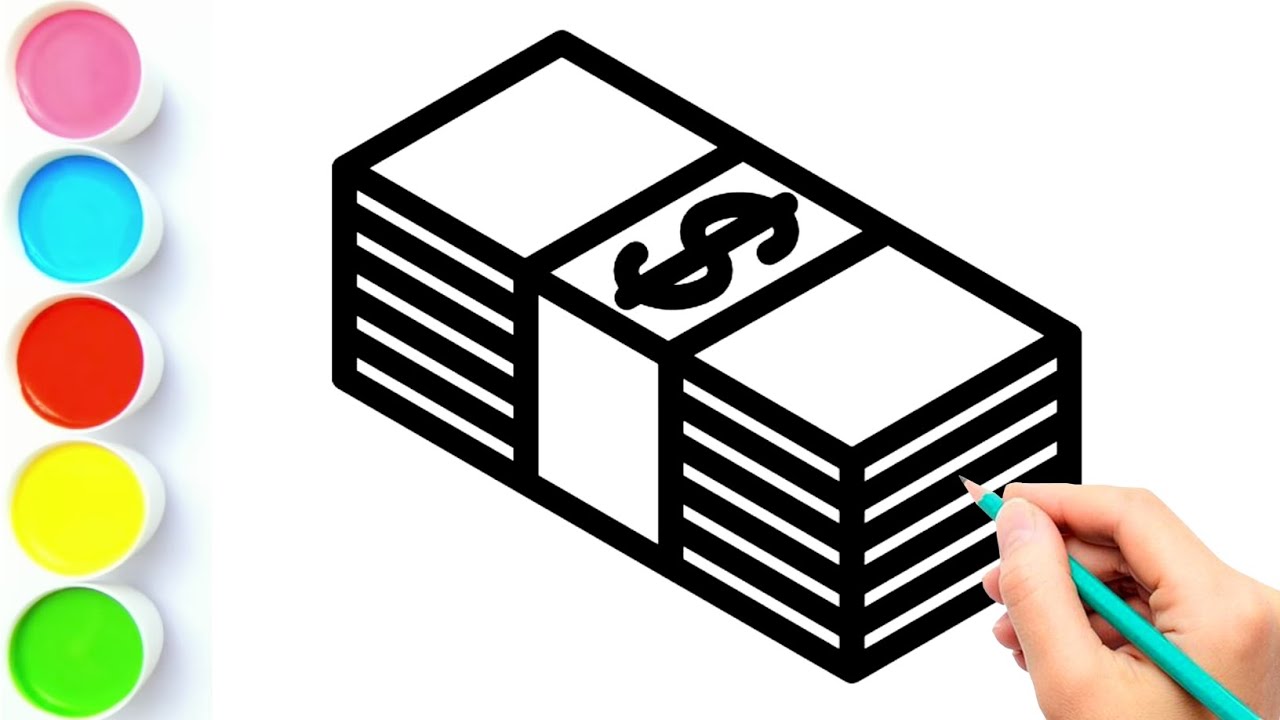 How to Draw Money | Bundle of Money Drawing | Money Bundle Drawing ...