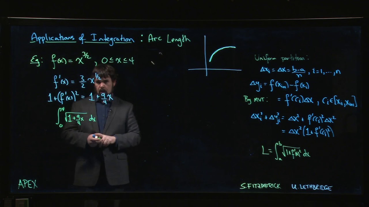 Applications of Integration: Arc Length - 02. Example 1 - YouTube