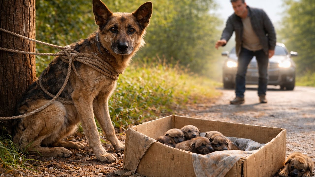 Un Hombre Bondadoso Rescata a una Perra y a Sus Cachorros Abandonados — Una Historia Conmovedora
