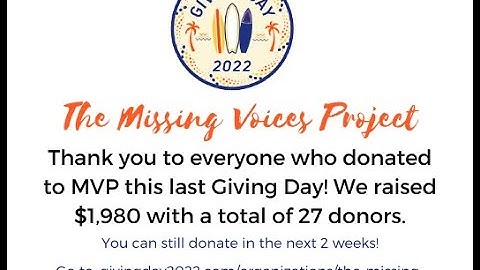 Thank you for Donating to MVP - Giving Day 2022