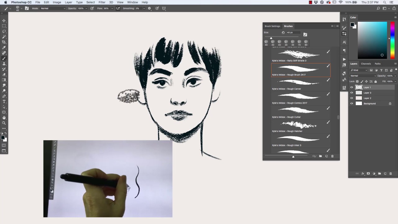 Photoshop Mini Tip Using Pen Tilt With Ink Brushes Youtube