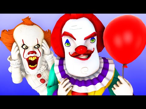 HELLO NEIGHBOR became PENNYWISE (PRANK LIFE SWAP CHALLENGE 3D Bob Animation Cartoon Clown Parody)