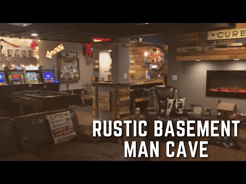 Video: Man Cave Tour - Rustic Basement Man Cave