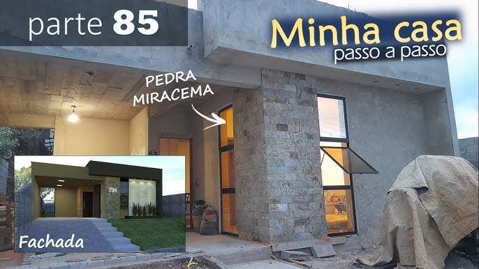 Pedras Miracema Cinza  Fachadas de casas, Casas, Fachada