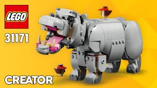 LEGO Creator Hippo (31171) from Wild Animals: Majestic Rhino with Birds | Alternate Build | TBB
