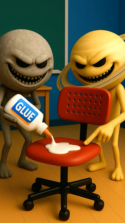 Oh no! The Moon and Saturn covered the chair in glue! 🌕🪐🪑🧴😱 #moon #moonwakesup #astrophobia #ai