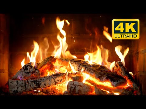 FIREPLACE 4K 🔥 Cozy Fire Background (12 HOURS). Fireplace video with Burning Logs & Fire Sounds