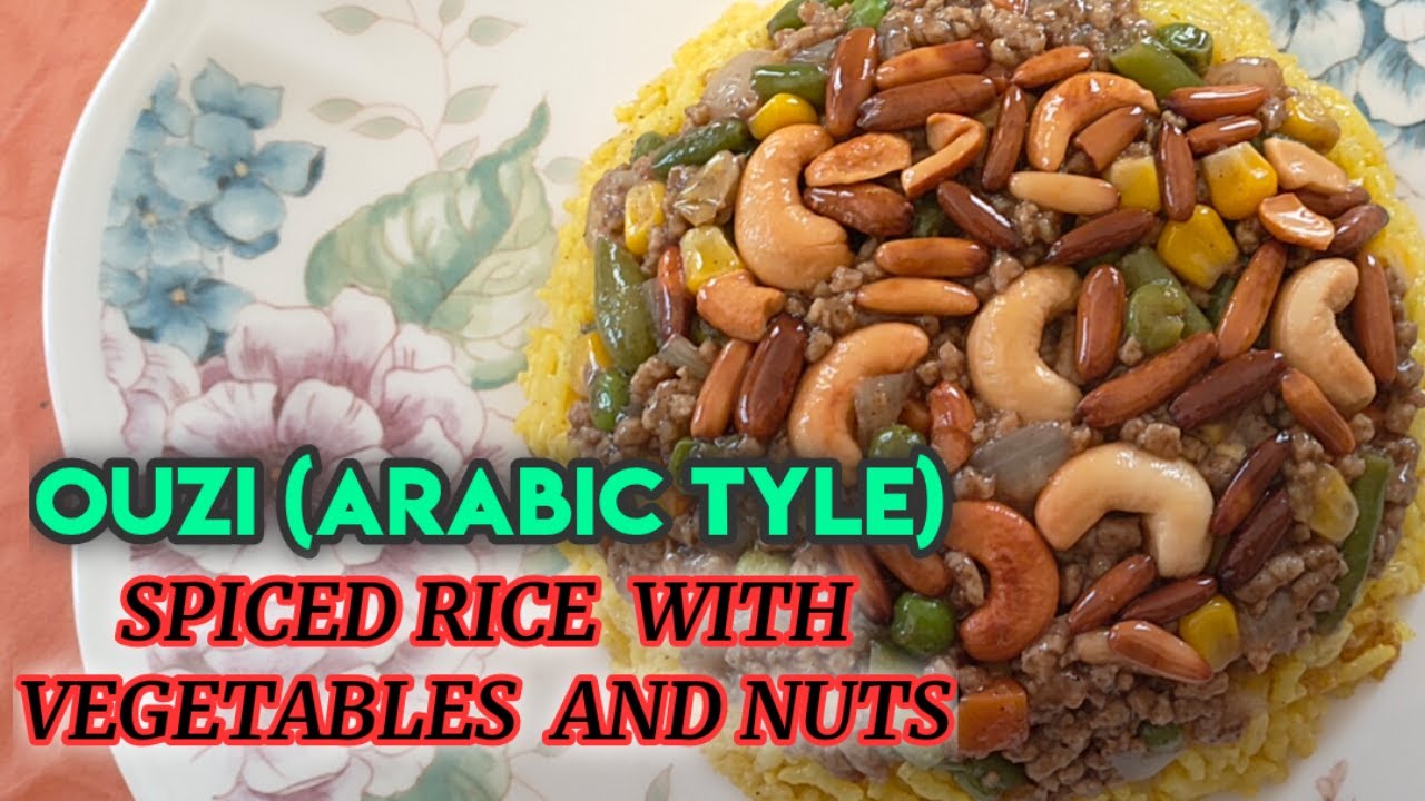 OUZI (ARABIC STYLE) SPICED RICE AND MINCED BEEF WITH VEGETABLES AND ...