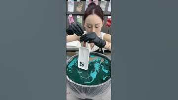 Transform Your iPhone: Stunning Hydro Dipped Wave Pattern Case in Shades of Green! #diyfashion