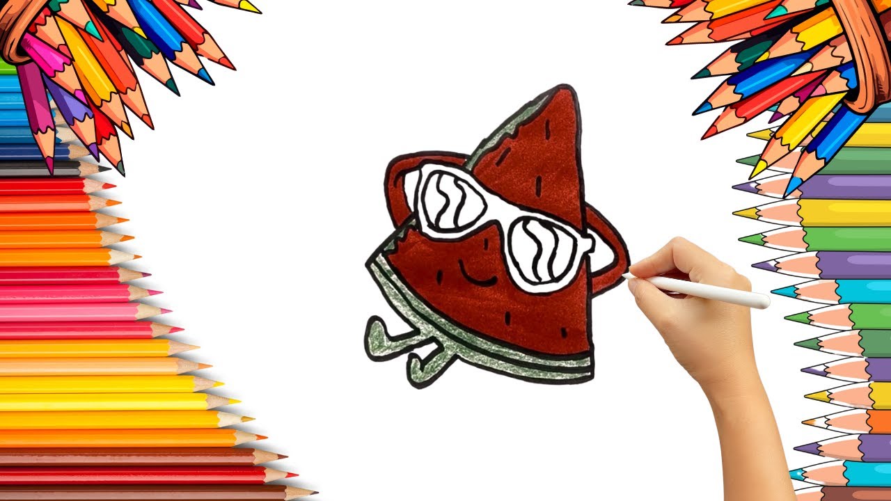 How To Draw cute Watermelon Drawing, Painting & Coloring For Kids and Toddlers_ Child Art 🐋🌈🎨