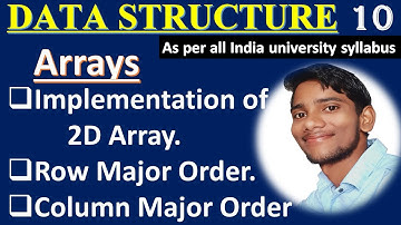 DSUC 10 || Two Dimensional Array || Row Major Order || Column Major Order || Hindi || Easiest Expn |