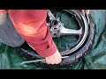 CHANGE MOTORCYCLE TIRE /FIX LEAK W WIRE WHEEL