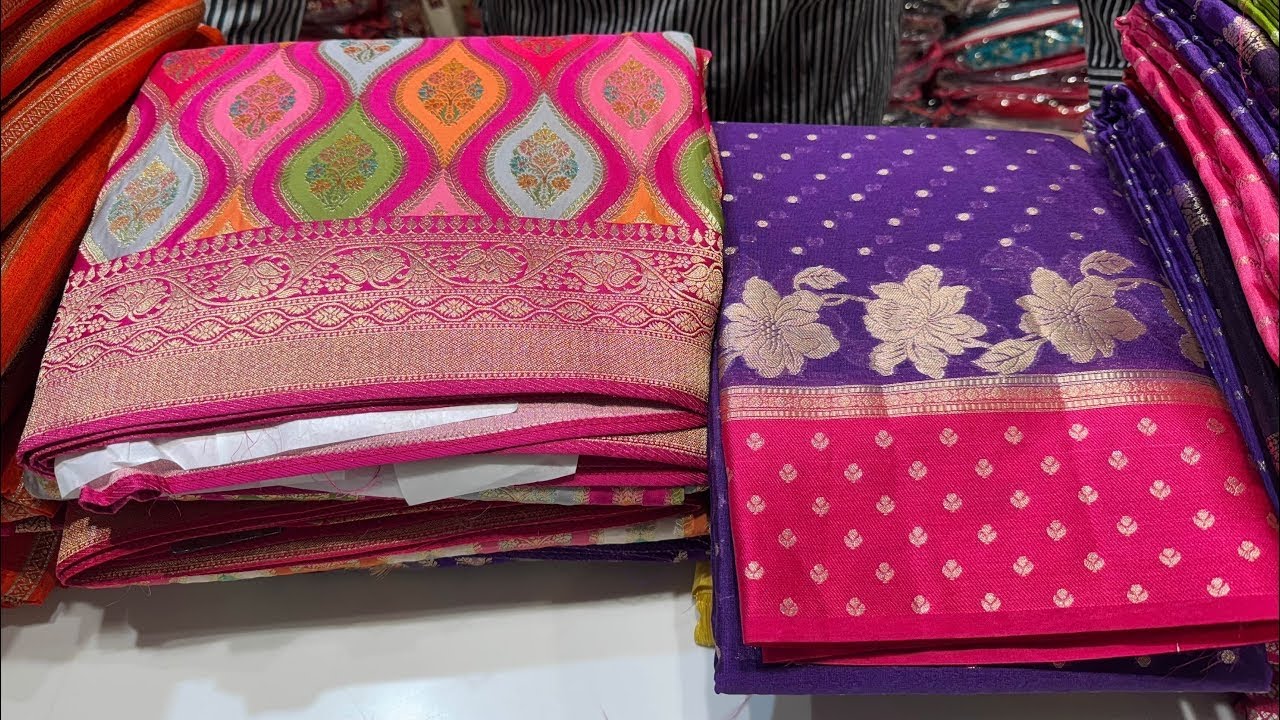 Banaras Crepe Georgette & Mashroo Silk, Organza, Tissue @shreerichasilksaree #Banarasisarees