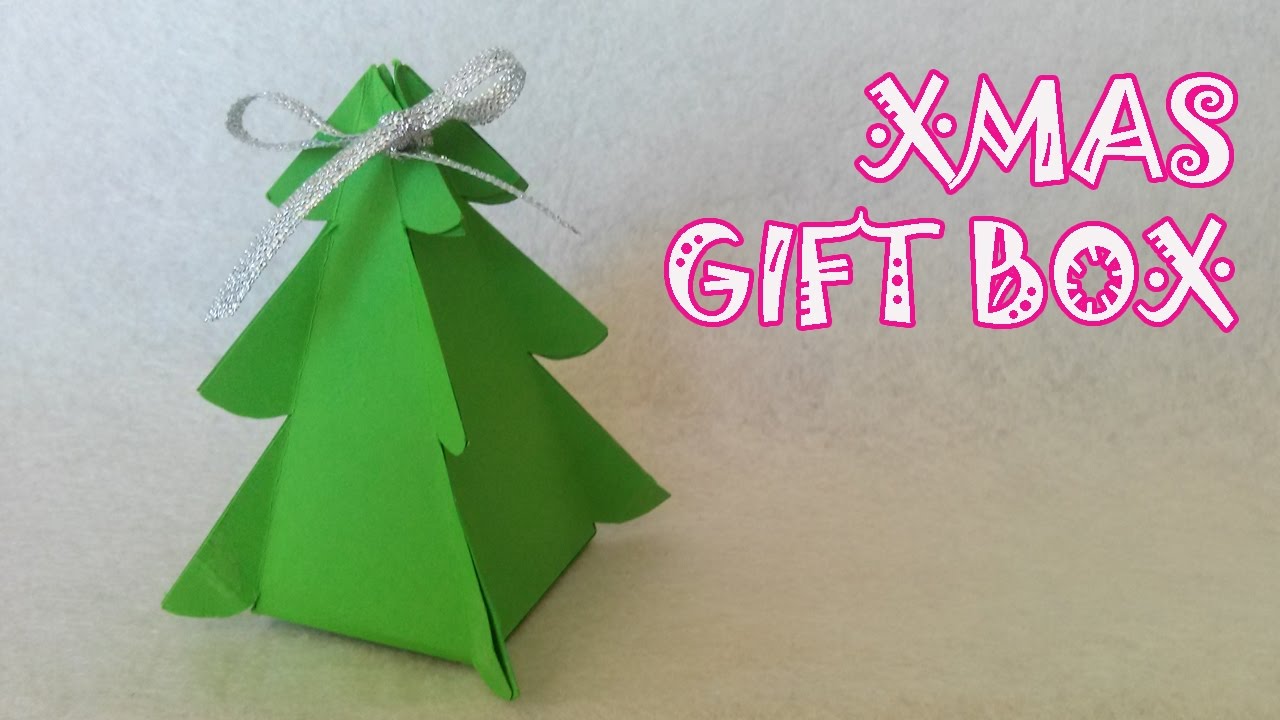 GIFT WRAPPING, CHRISTMAS GIFT BOX WRAPPING with CHRTISTMAS TREE ORIGAMI  DECORATION