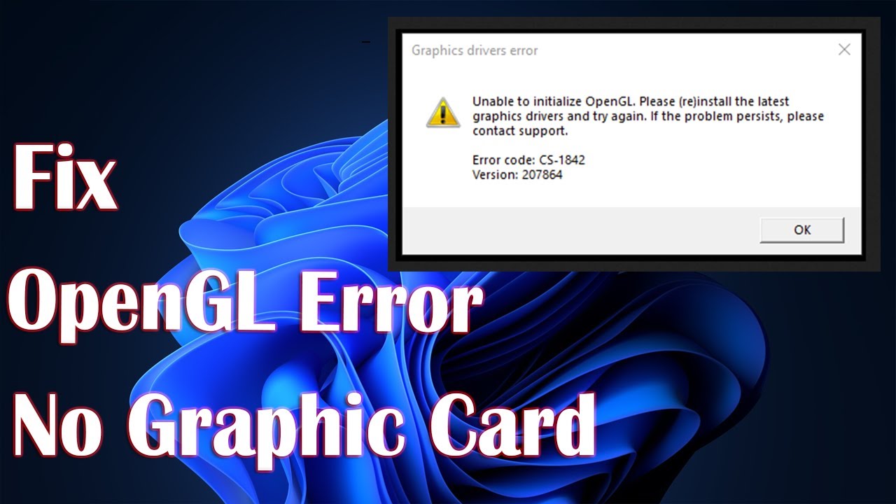 OpenGL Error For Old PC Or No Graphics Card - How To Fix - YouTube